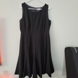 Calvin Klein Black Fit And Flare Midi Dress Women's Size 14 Retro Cocktail